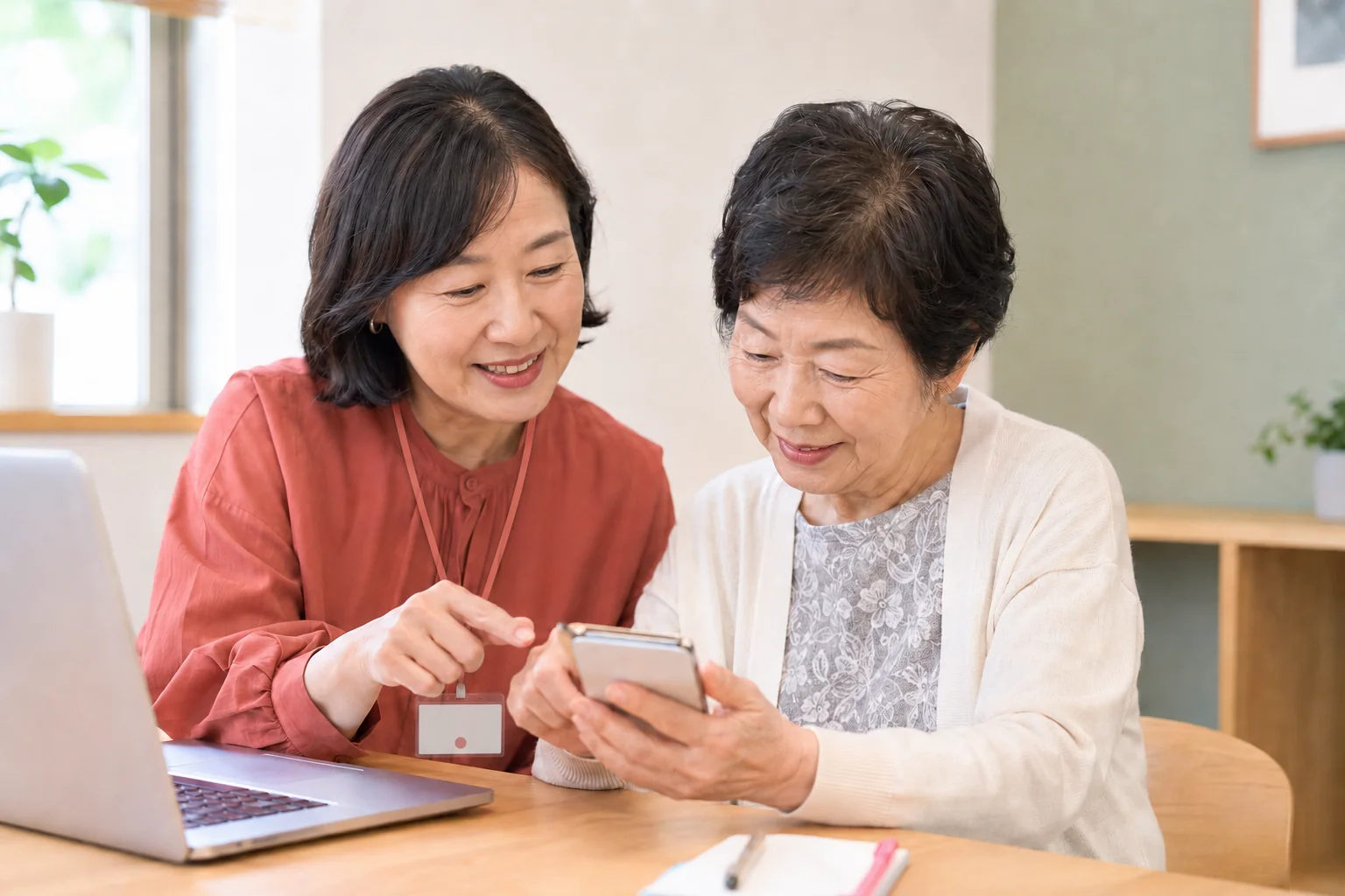 講師と生徒がパソコンを囲んでAIを学んでいる様子